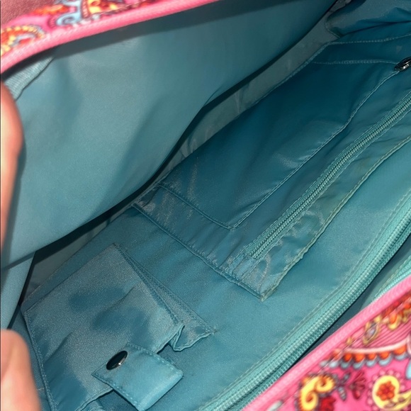 Oilily Pink and Blue Paisley Travel Tote Bag - Picture 10 of 16